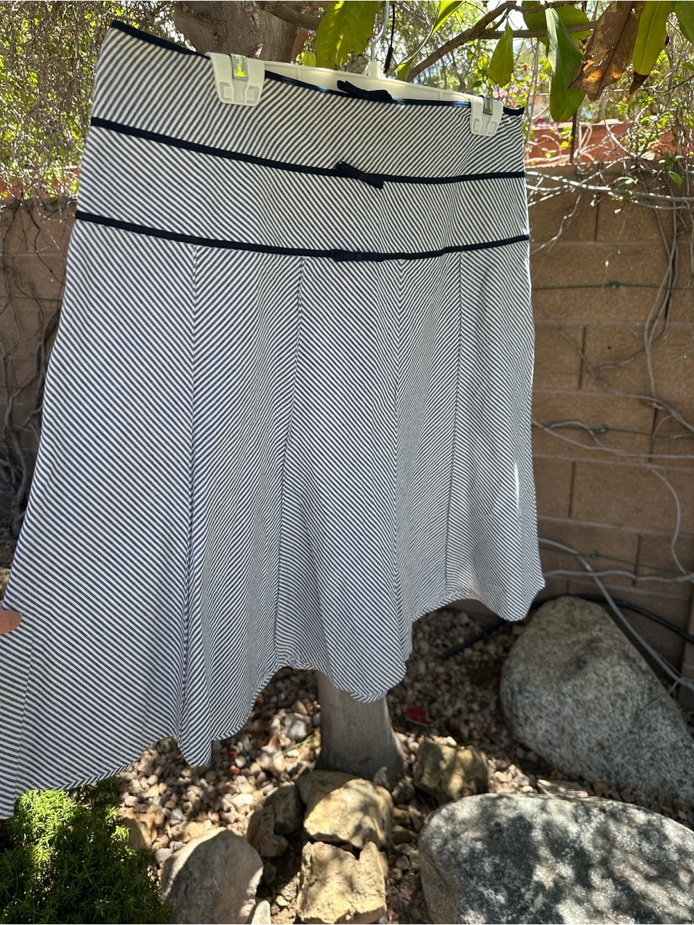 Dress Barn Navy and White Chevron A-Line Skirt